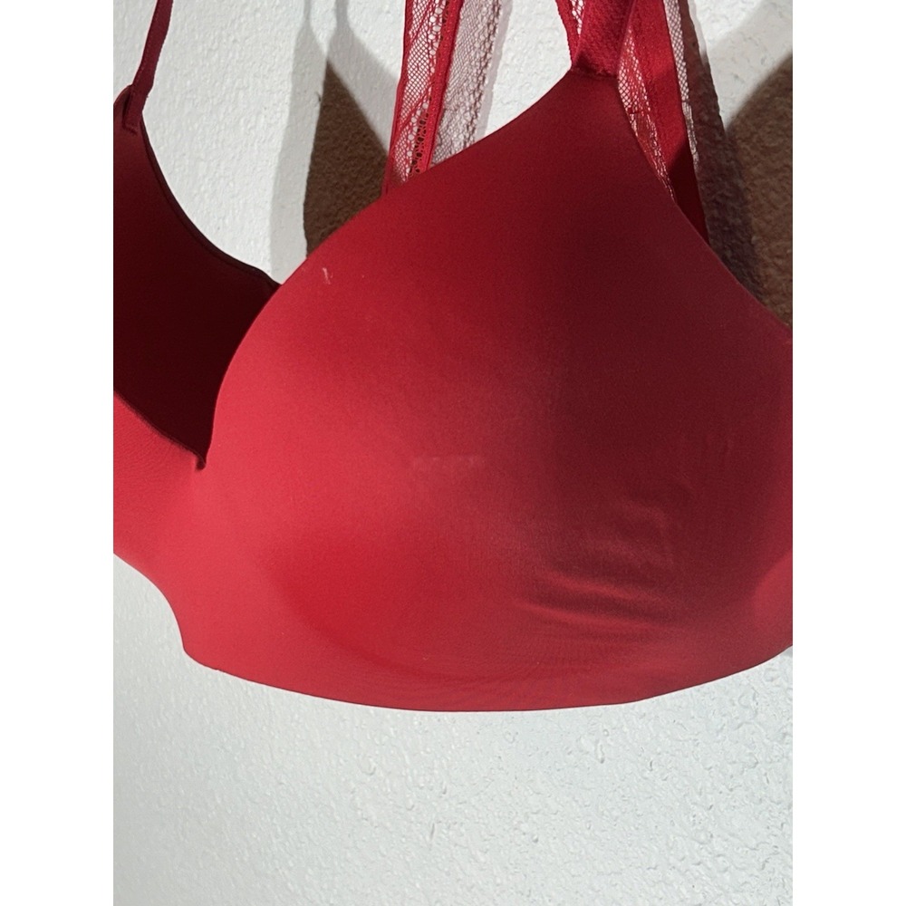 Victorias Secret Red Lace T-shirt Wireless 36DDD Lightly Lined Bra - Picture 2 of 9